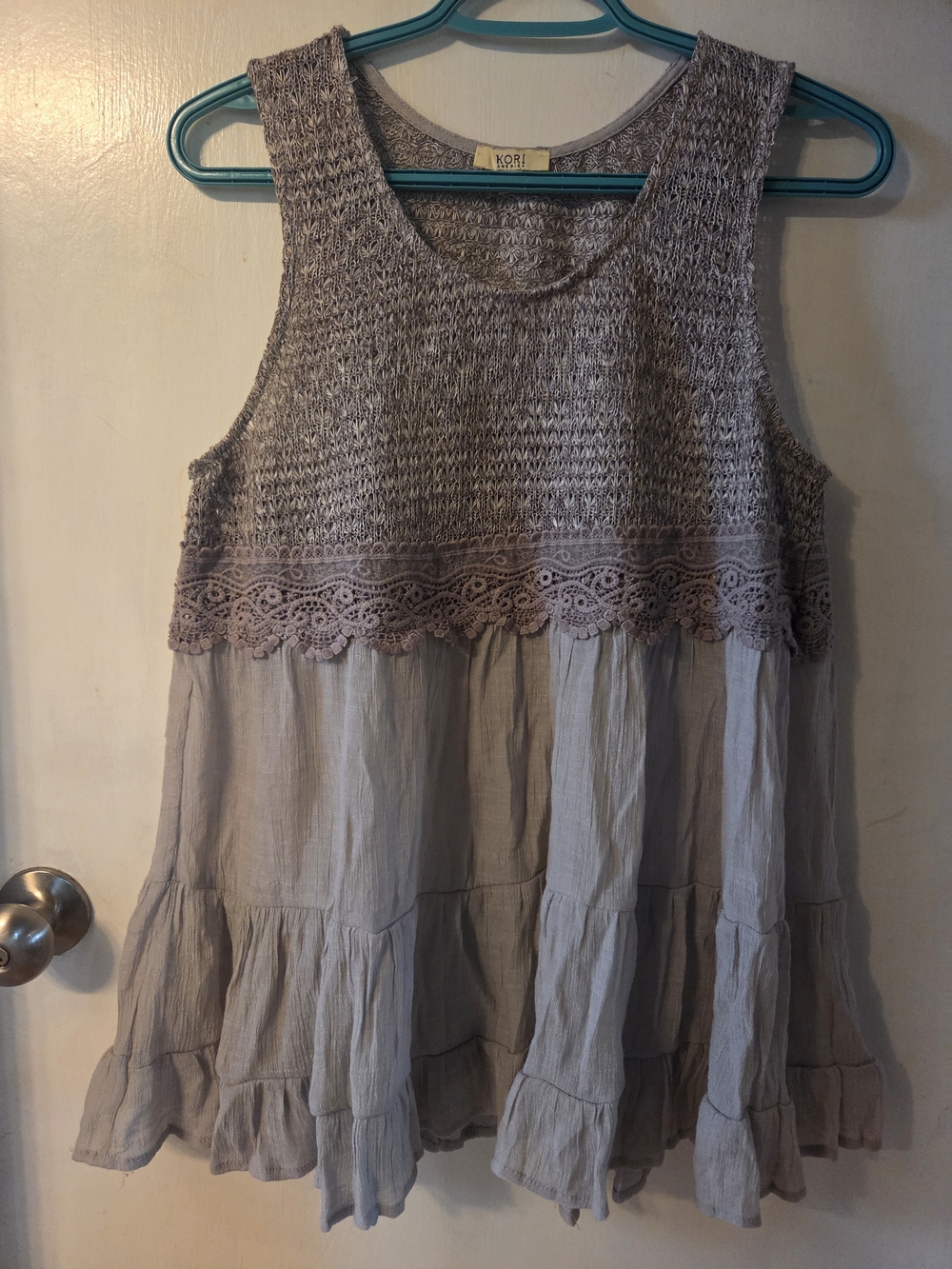 Kori Grey Crochet-Accented Sleeveless Tunic Top